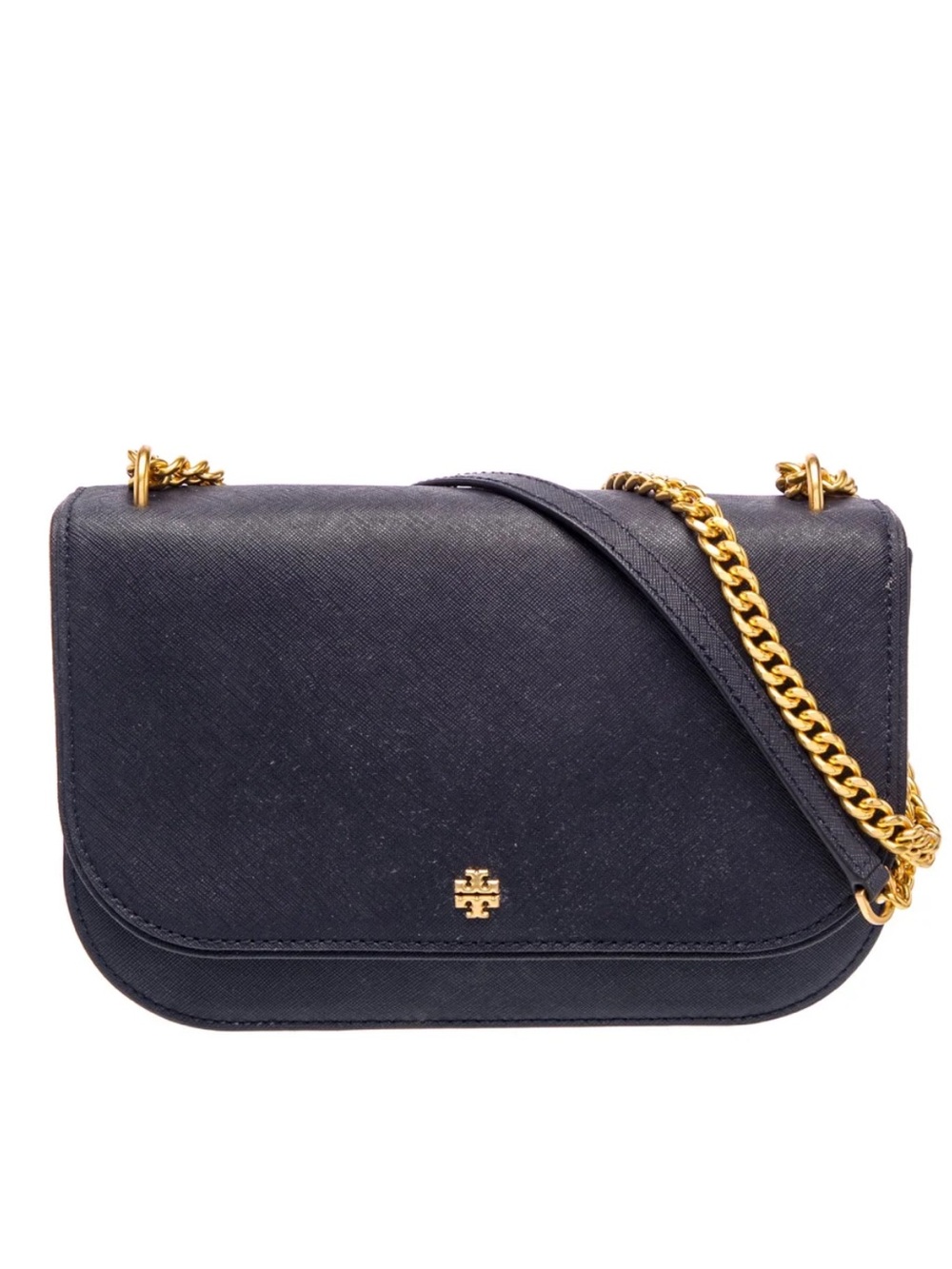 Tory Burch Emerson Flap Adjustable Shoulder Bag in black Saffiano leather NWOT